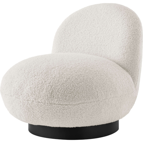 Zolia Swivel Accent Chair in Beige Faux Shearling